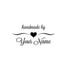 Custom Handmade With Love By Stamp Wood Mounted Rubber Stamp Invitation 50 x 25mm