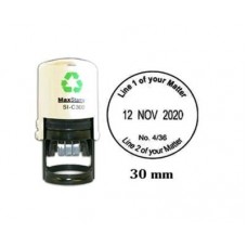 Self Inking R30 Round Custom Rubber Stamp With Date Personalized Office Stamper - Dater Stamp - Black Ink