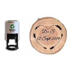 Rustic Save The Date - Self Inking Personalised Wedding Stamp - 28mm circ