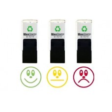 3 x Individual self inking stamp set - 3 Faces (Happy, Sad, Indifferent), Traffic Light Assessment Ink Colours (Red, Orange, Green) 18mm