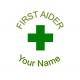 Personalised FIRST AIDER - Self inking 28mm Green ink stamp