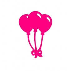 Balloons - Self inking stamp - Pink Ink - 28 x 28mm