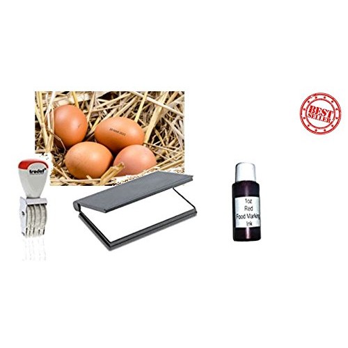 Egg Dater Kit - Includes 4mm Mini Rubber Date Stamp, 15 oz Black