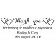 Thank you for helping make our day special - Personalised self inking stamp - 57 x 21 mm