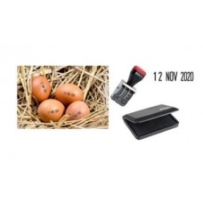 Egg Dater Pack - Includes One x 4mm Mini Rubber Dater Stamp and One x pre Inked Food/Egg Safe Ink pad - Black Ink