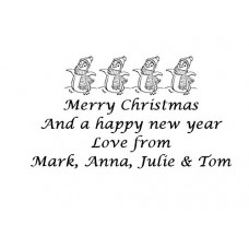 Personalised Christmas Card Penguin Self inking stamp - 30 x 50 mm