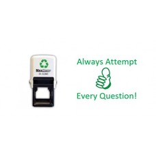 Always Attempt Every Question! - Thumbs Up - Self inking stamp - Green ink 28 x 28 mm
