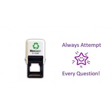 Always Attempt Every Question! - smiling star - Self inking stamp - Violet ink 28 x 28 mm