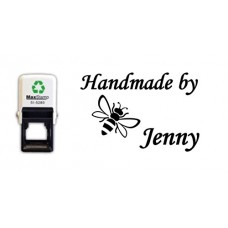 Handmade by - you name - Personalised Self inking stamp - 28 x 28 mm Bee (1) Design
