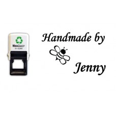 Handmade by - Your name - personalised Self inking stamp - Bee design (3) 28 x 28 mm