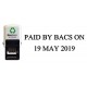 PAID BY BACS ON - DATER STAMP SELF INKING BLACK INK 40 X 20MM