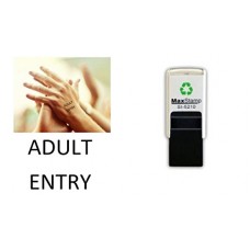 Hand stamp - Adult Entry - self inking stamp - black ink - Ideal for festivals, parties, pubs, clubs, events etc - safe water based ink that easily washes off