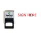SIGN HERE - Office stamp - self inking Red ink - small stamp 6 x 28 mm
