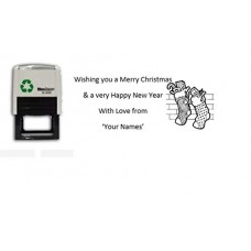 Personalised Christmas Card - Self Inking Stamp - Christmas Stocking Design 50 x 30