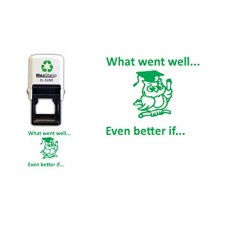 What Went Well - Even Better If - Smart Owl Design - Self Inking Green Stamp - 28 x 28 mm